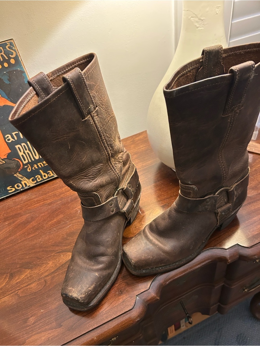 FRYE Brown Men's or Women's Leather Harness Boots